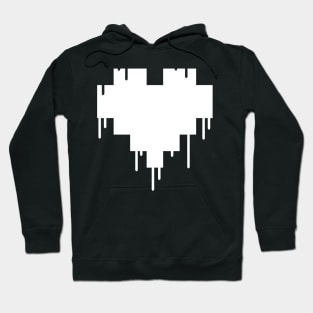 White Dripping Pixel Heart Hoodie